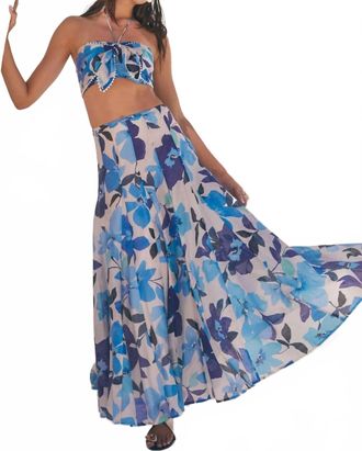 Astr Kaley Maxi Skirt In Blue Floral