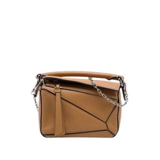 Loewe Pre-owned Nano Puzzle Mini Bag - Dames - Pre-owned - Bruin - Maat: ONE Size Leer