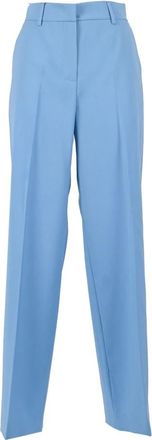 Max Mara Visivo Wide Broeken - Dames - Wijde Broeken - Blauw - M - Wol - Broeken