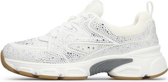 Loriblu Sneakers in wit su&egrave;de met overal kristallen - Dames - Sneakers - Wit - 41 EU - Su&egrave;de - Schoenen