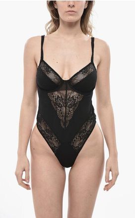 Dsquared2 Stretch Cotton Bodysuit SEXY PUNK With Lace Inserts And Open size Xl