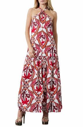 Ciebon Jordie Print Halter Maxi Dress in Red Multi at Nordstrom Rack, Size X-Large