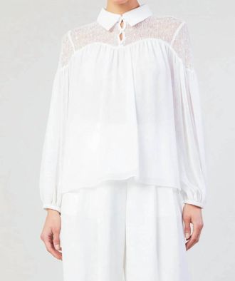 Current Air Elyse Lace Yoke Front Blouse In Black