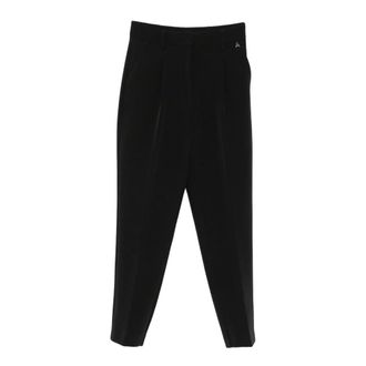 Twinset Slim-fit pantalon met plooien - Dames - Broeken - Zwart - Maat: S Zijde