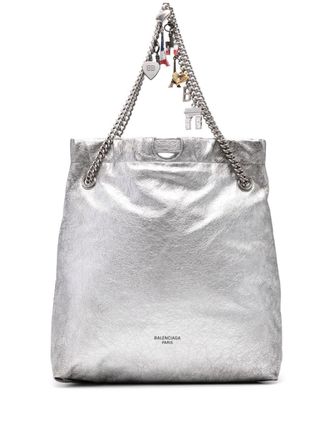 Balenciaga Borsa tote Crush media - Argento