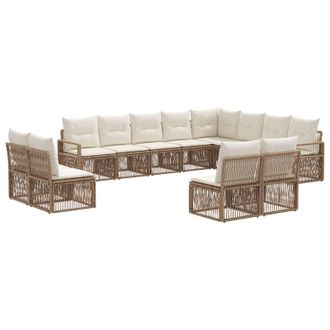 vidaXL Conjunto De Sof&aacute;s De Jard&iacute;n 12 Pcs Beige Rat&aacute;n Sint&eacute;tico Vidaxl