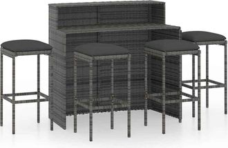 vidaXL Vidaxl - Juego De Muebles De Bar De Jard&iacute;n De 5 Piezas Y Cojines Gris