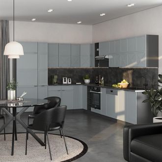 Vicco Cocina Esquinera Fame-line, Azul Claro/gris Antracita, 347 X 257 Cm, Et Antracita, Vicco