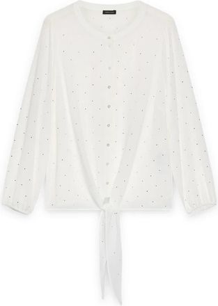 Fiorella Rubino Georgette Blouse met Lichte Stippen - Dames - Overhemden - Wit - 3XL - Polyester - Overhemden