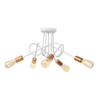 Netlighting Oxford Multi Arm Semi Flush Ceiling Light White Copper 50cm