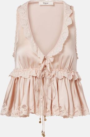 Chloé Chloé Top in raso di seta con pizzo