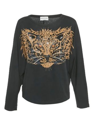 Sonia Rykiel Pre-Owned tiger-print beaded top - Black
