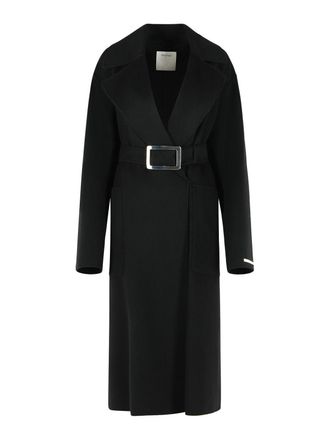 Sportmax Cose Robe Coat In Pure Black Virgin Wool