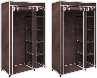 vidaXL Armarios de tela marrón 2 unidades Vidaxl