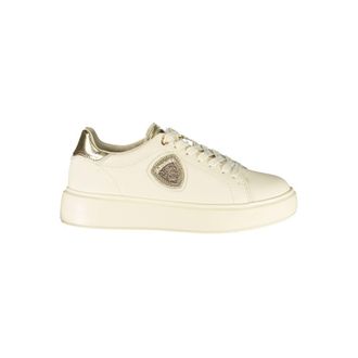 Blauer Beige Leren Dames Sneakers