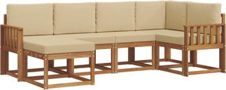 vidaXL Conjunto De Sof&aacute;s De Exterior 6 Uds. Natural Y Beige Vidaxl
