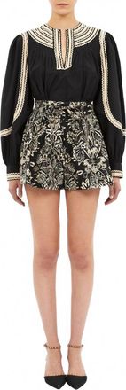 Ulla Johnson Rowan Belted Shorts In Noir Flora