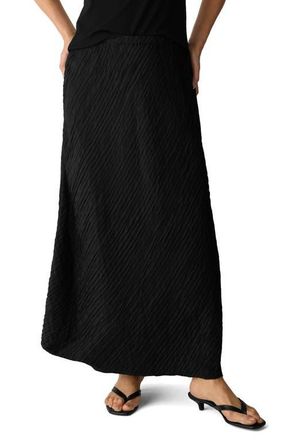 Eileen Fisher Stretch Silk Bias Cut Midi Skirt in Black at Nordstrom, Size Xx-Small