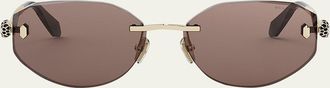 Bulgari Serpenti Forever Rimless Oval Metal Sunglasses