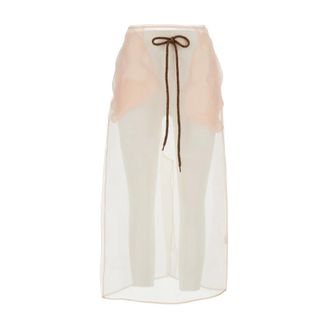 Simone Rocha Beachwear, female, Pink, Size: 2XS Veiled Column Midi Skirt