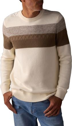 The Normal Brand Tom Placed Stripe Cotton Sweater in Cream/jute at Nordstrom, Size Xx-Large