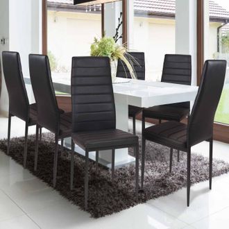 IDMarket Lote De 6 Sillas De Comedor Romane Negras