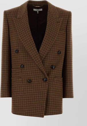 Chlo&eacute; houndstooth double-breasted wool blazer