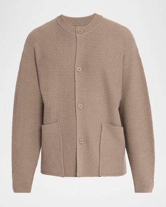 Homme Pliss&eacute; Issey Miyake Mens Rustic Knit Cardigan