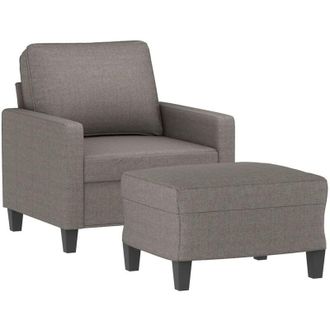 vidaXL Sill&oacute;n Con Taburete Tela Gris Taupe 60 Cm Vidaxl