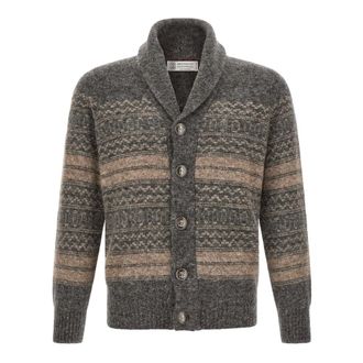 Brunello Cucinelli Nordic Jacquard Cardigan - male - Brunello Cucinelli - Cardigans - Multicolor - XL - Knitwear