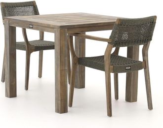 Rough Country Rustic Furniture ROUGH-L Rope/ROUGH-S 90cm dining tuinset 3-delig stapelbaar
