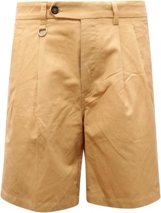 Paolo Pecora Korte Broeken, Heren, Beige, M, Linnen, Linnen Bermuda Shorts
