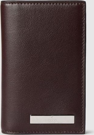 Gucci Card Case With Metal Tag, Brown