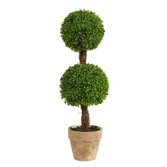 Nearly Natural 2.5-ft Boxwood Double Ball Topiary Artificial Tree in Green at Nordstrom