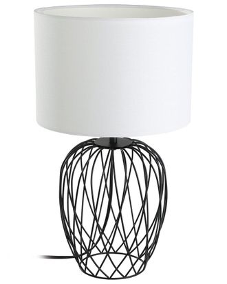 Eglo Eglo Nimlet 1 Light Table Lamp With Black Wire Frame Base & White Fabric Shade