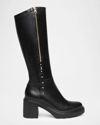Nero Giardini 85mm Studded Leather Knee-High Boots