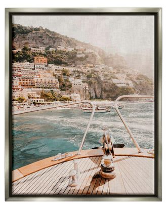 Stupell Industries Boating Coastal Seaside Town Buildings Framed Floater Canvas Wall Art By Krista Broadway