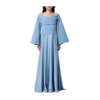 Solace London Off-shoulder Gown met Wijde Mouwen - Dames - Jurken - Blauw - Maat: XS