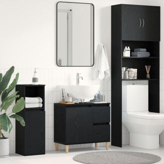 vidaXL vidaXL Mobile da Bagno Rovere Nero 65 x 33 x 60 cm Legno multistrato