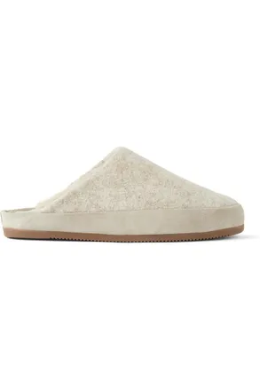 Mulo Suede-Trimmed Shearling-Lined Recycled Wool Slippers