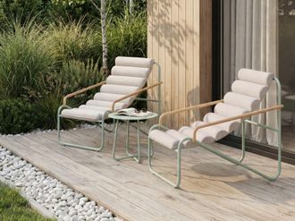 Beliani Conjunto De Jard&iacute;n Para Exterior Dos Sillones Y Mesa Juego De Balc&oacute;n Verde Pasto