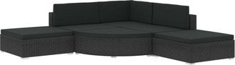 vidaXL Set Muebles De Jard&iacute;n Y Cojines 6 Piezas Rat&aacute;n Sint&eacute;tico Negro Vidaxl