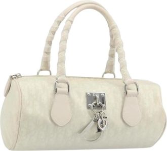 Dior Pre-owned Handbags, female, White, Size: ONE SIZE Pre-owned Vintage Trotter Canvas Hand Bag