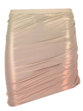 Rick Owens Metallic Stretch Viscose Miniskirt Gonne Bianco-Donna