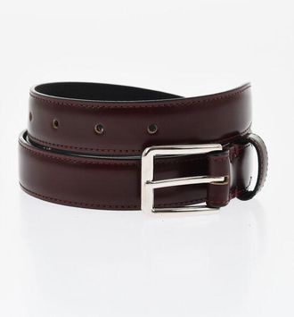 Dsquared2 Solid Color Leather Belt with Silver-Tone Buckle 25mm size 95