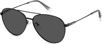 Polaroid Zwart/Grijs Gepolariseerde Zonnebril - unisex - Zonnebrillen - Zwart - 56 MM - Accessoires