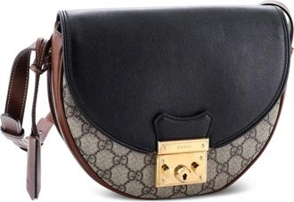 Gucci Padlock Saddle Shoulder Bag GG Coated Canvas and Leather Small crossbody bag - Marrone