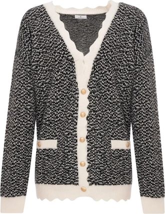 Fracomina Oversized Cardigan in Jacquard Knit - Dames - Vesten - Grijs - XS - Truien & Vesten