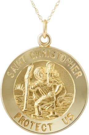 Pompeii3 14k Yellow Gold St. Christopher Medal Pendant 1 Tall 3 Grams