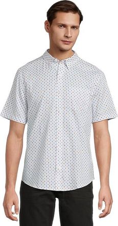 Johnston & Murphy Short Sleeve Ditsy Floral Print Shirt Mens Jacket White : SM, Cotton/Down/Viscose
